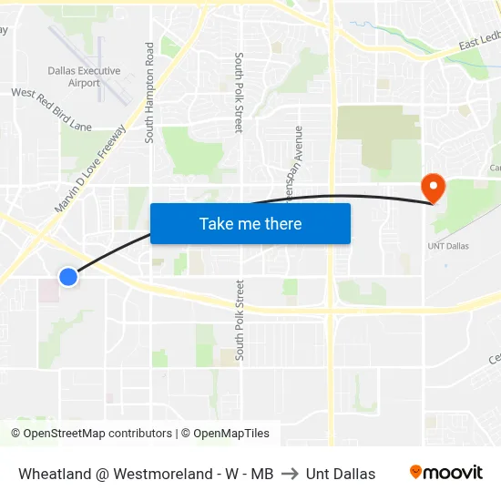 Wheatland @ Westmoreland -  W - MB to Unt Dallas map