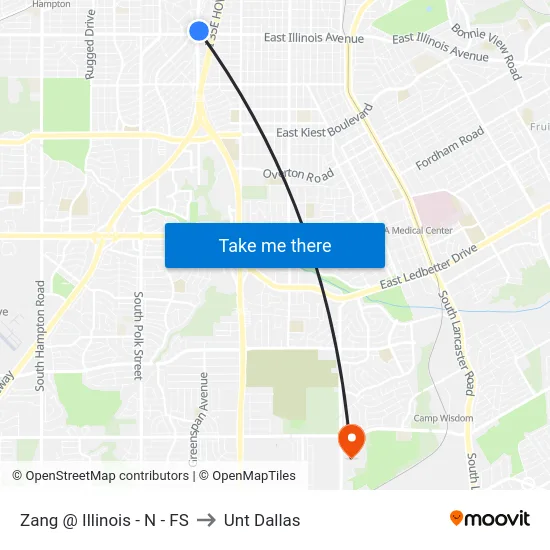 Zang @ Illinois - N - FS to Unt Dallas map