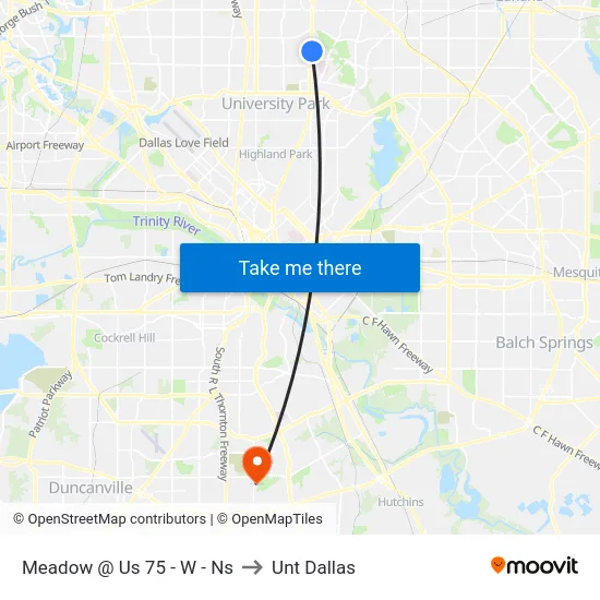 Meadow @ Us 75 - W - Ns to Unt Dallas map
