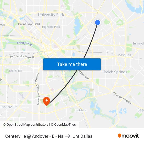 Centerville @ Andover - E - Ns to Unt Dallas map