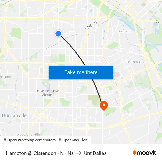 Hampton @ Clarendon - N - Ns to Unt Dallas map