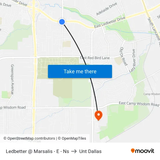 Ledbetter @ Marsalis - E - Ns to Unt Dallas map