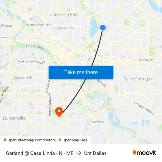 Garland @ Casa Linda - N - MB to Unt Dallas map