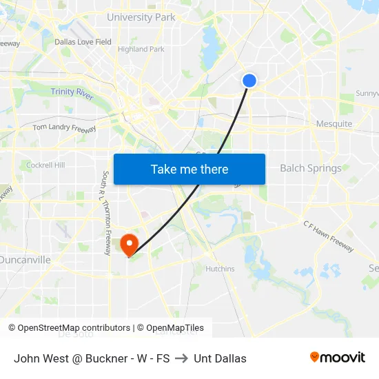 John West @ Buckner - W - FS to Unt Dallas map
