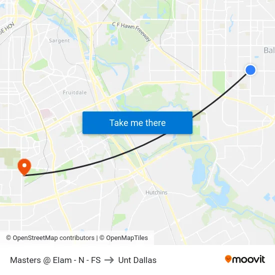 Masters @ Elam - N - FS to Unt Dallas map