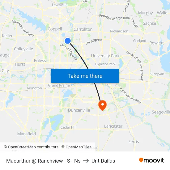 Macarthur @ Ranchview - S - Ns to Unt Dallas map