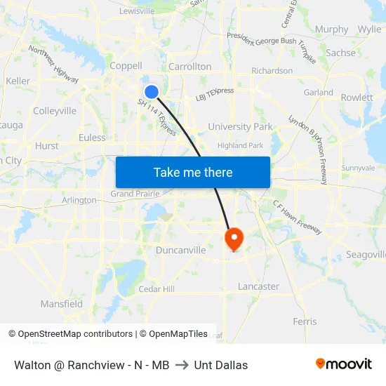 Walton @ Ranchview - N - MB to Unt Dallas map