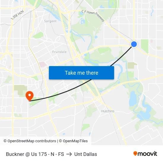 Buckner @ Us 175 - N - FS to Unt Dallas map