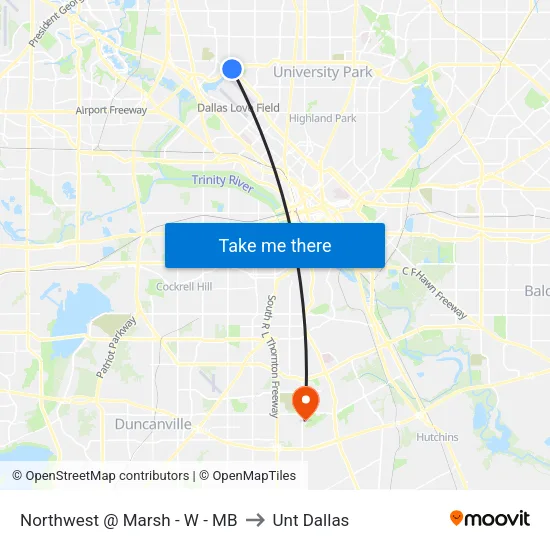 Northwest @ Marsh - W - MB to Unt Dallas map