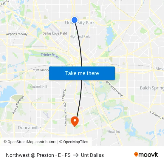 Northwest @ Preston - E - FS to Unt Dallas map