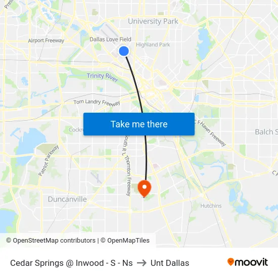 Cedar Springs @ Inwood - S - Ns to Unt Dallas map