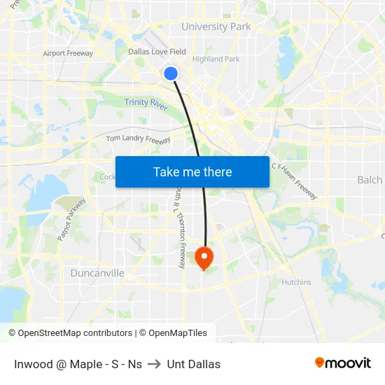 Inwood @ Maple - S - Ns to Unt Dallas map