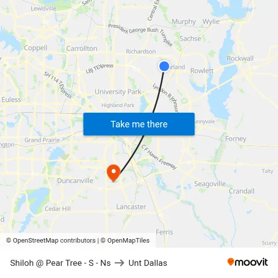Shiloh @ Pear Tree - S - Ns to Unt Dallas map
