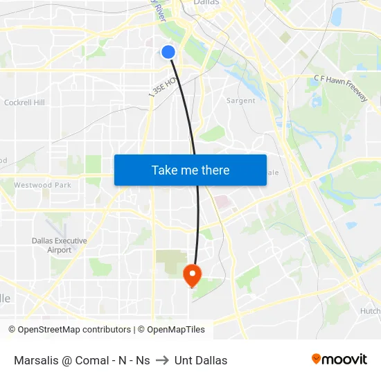 Marsalis @ Comal - N - Ns to Unt Dallas map