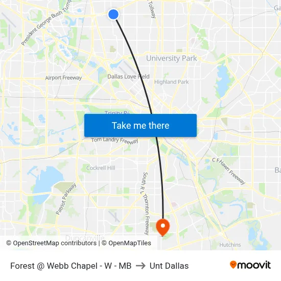 Forest @ Webb Chapel - W - MB to Unt Dallas map