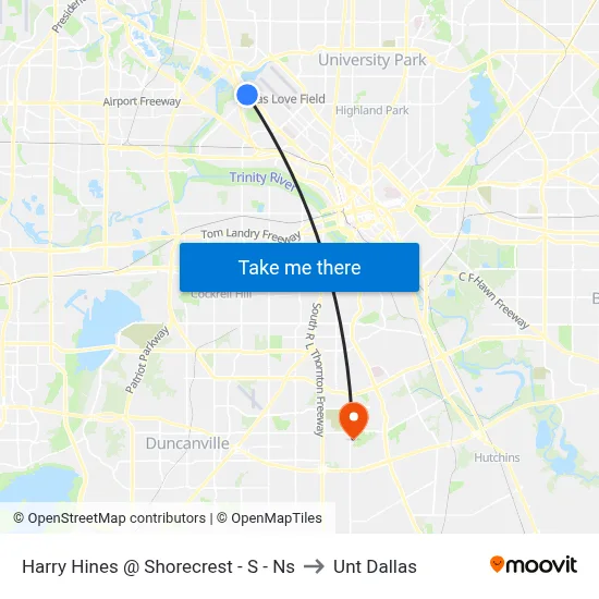 Harry Hines @ Shorecrest - S - Ns to Unt Dallas map