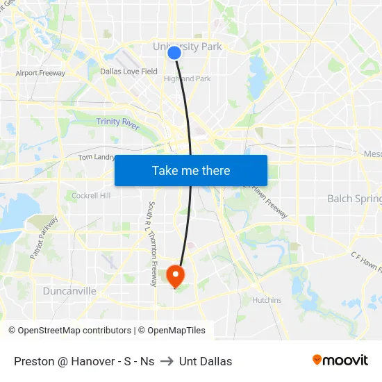 Preston @ Hanover - S - Ns to Unt Dallas map