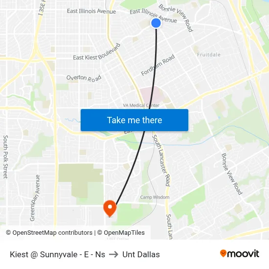 Kiest @ Sunnyvale - E - Ns to Unt Dallas map
