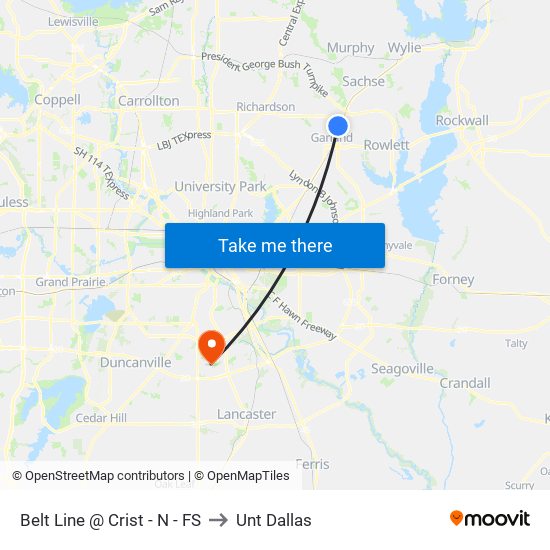 Belt Line @ Crist - N - FS to Unt Dallas map