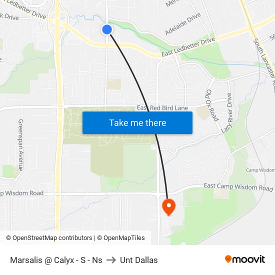 Marsalis @ Calyx - S - Ns to Unt Dallas map
