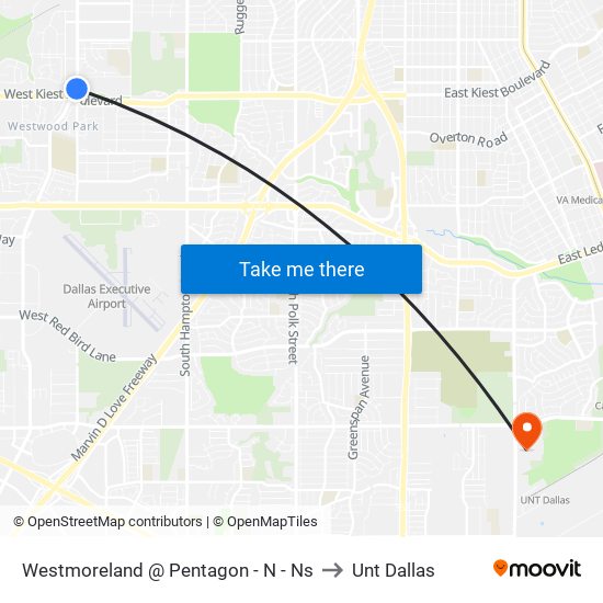 Westmoreland @ Pentagon - N - Ns to Unt Dallas map