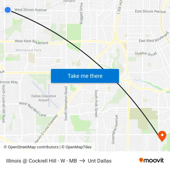 Illinois @ Cockrell Hill - W - MB to Unt Dallas map
