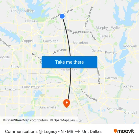 Communications @ Legacy - N - MB to Unt Dallas map