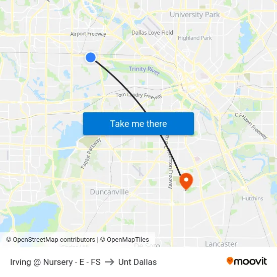 Irving @ Nursery - E - FS to Unt Dallas map
