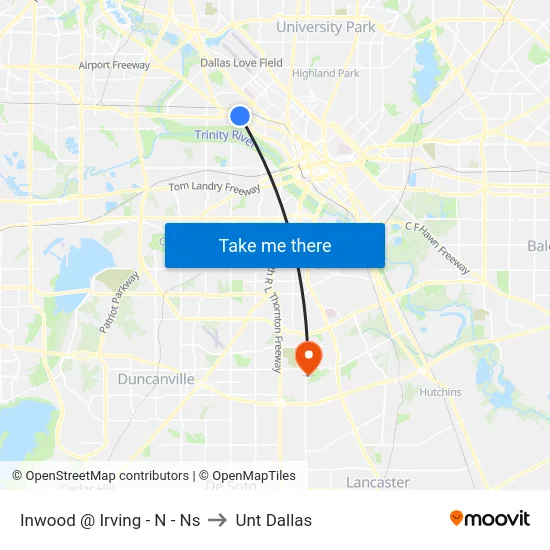 Inwood @ Irving - N - Ns to Unt Dallas map