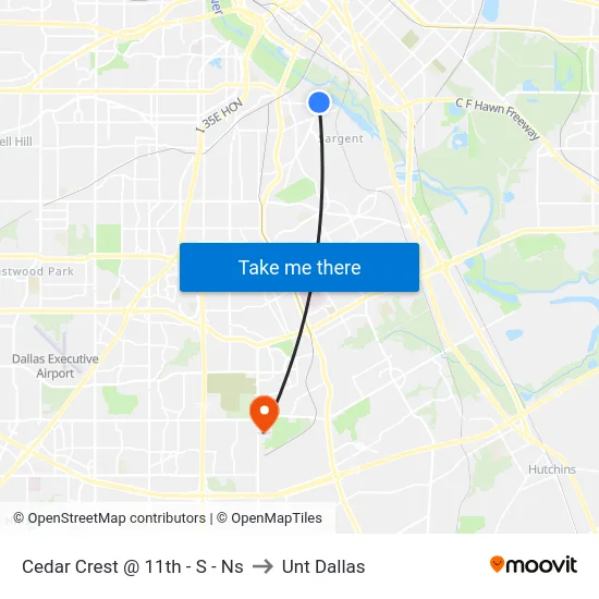 Cedar Crest @ 11th - S - Ns to Unt Dallas map