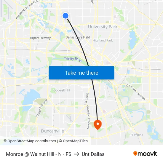 Monroe @ Walnut Hill - N - FS to Unt Dallas map