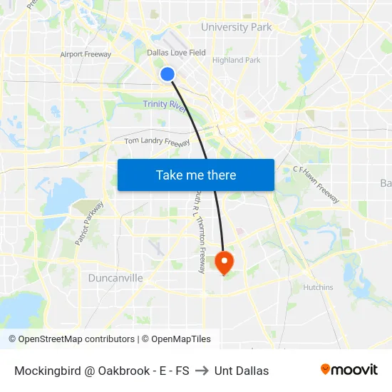 Mockingbird @ Oakbrook - E - FS to Unt Dallas map