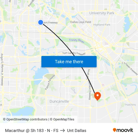 Macarthur @ Sh 183 - N - FS to Unt Dallas map