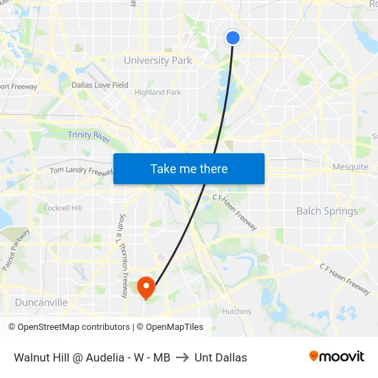 Walnut Hill @ Audelia - W - MB to Unt Dallas map