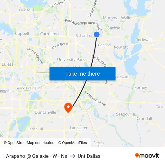 Arapaho @ Galaxie - W - Ns to Unt Dallas map