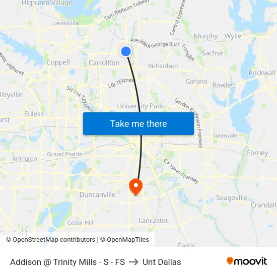 Addison @ Trinity Mills - S - FS to Unt Dallas map