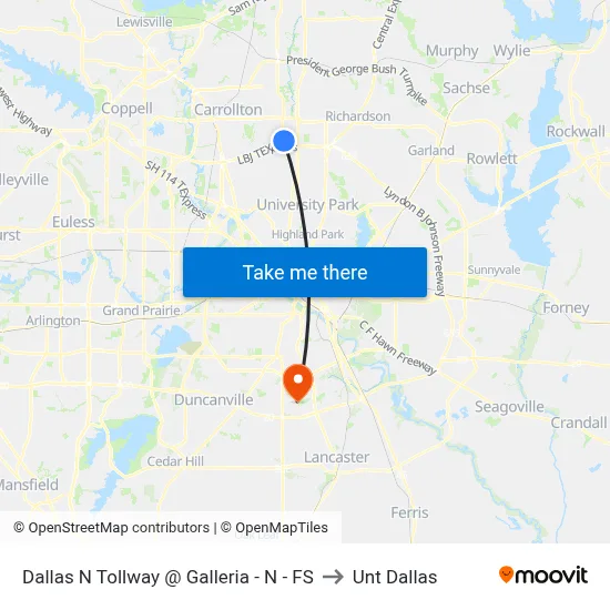 Dallas N Tollway @ Galleria - N - FS to Unt Dallas map