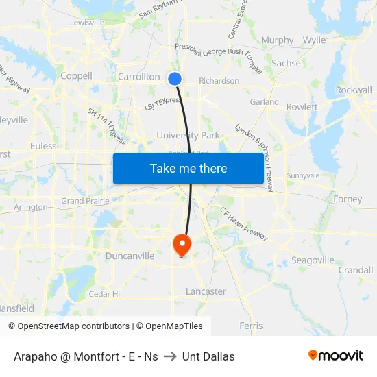 Arapaho @ Montfort - E - Ns to Unt Dallas map