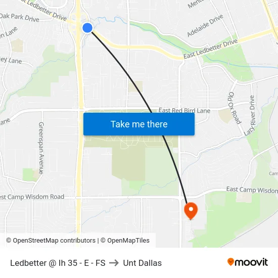 Ledbetter @ Ih 35 - E - FS to Unt Dallas map