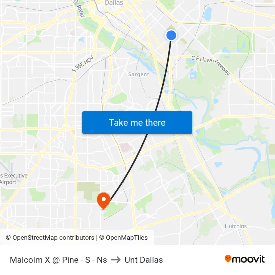 Malcolm X @ Pine - S - Ns to Unt Dallas map