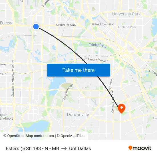 Esters @ Sh 183 - N - MB to Unt Dallas map
