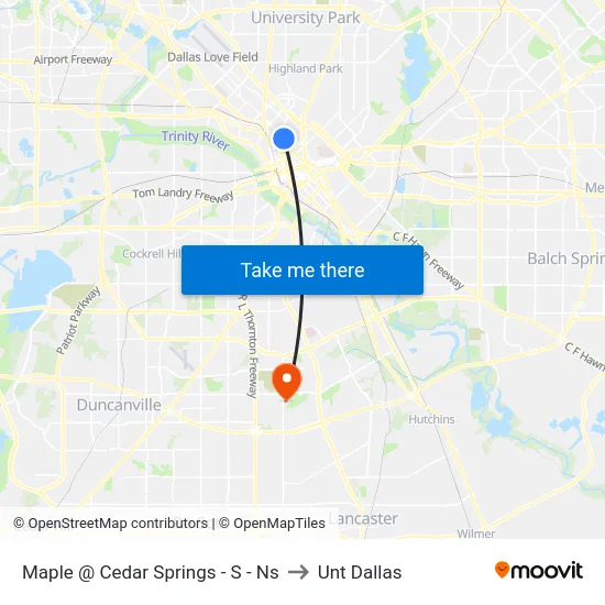 Maple @ Cedar Springs - S - Ns to Unt Dallas map