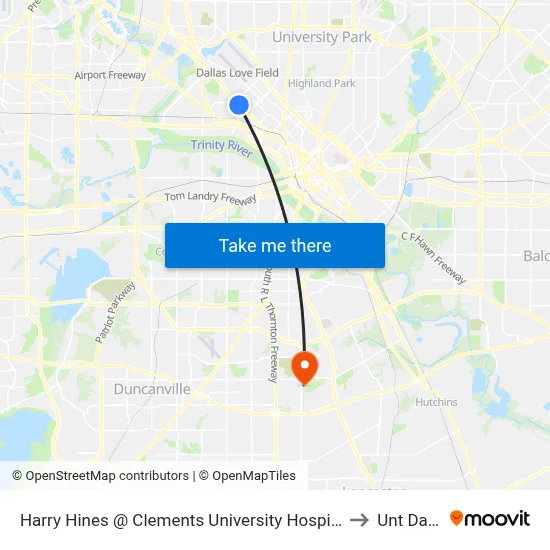 Harry Hines @ Clements University Hospital- S - Ns to Unt Dallas map