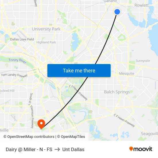 Dairy @ Miller - N - FS to Unt Dallas map