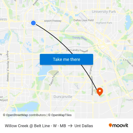 Willow Creek @ Belt Line - W - MB to Unt Dallas map