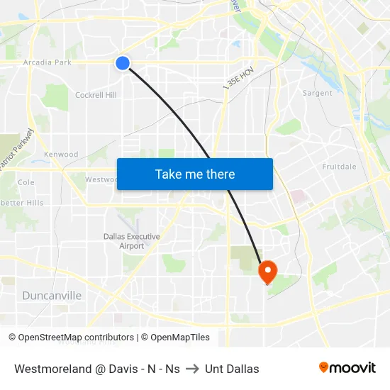 Westmoreland @ Davis - N - Ns to Unt Dallas map