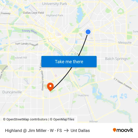 Highland @ Jim Miller - W - FS to Unt Dallas map