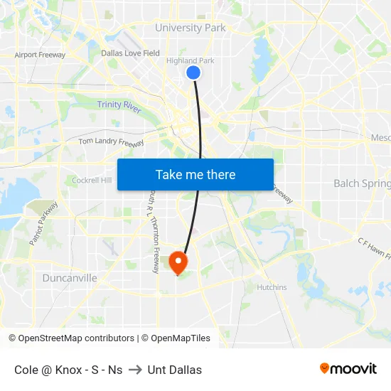 Cole @ Knox - S - Ns to Unt Dallas map