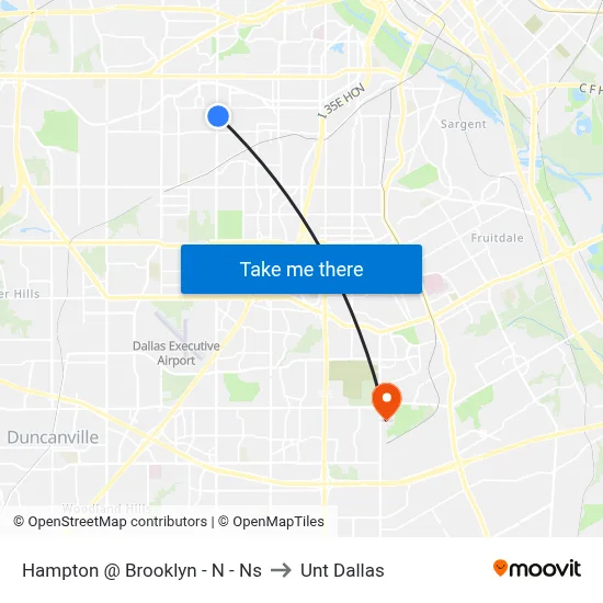Hampton @ Brooklyn - N - Ns to Unt Dallas map