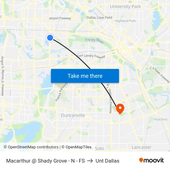 Macarthur @ Shady Grove - N - FS to Unt Dallas map